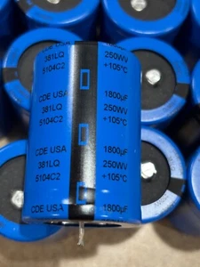 10 pcs 250WV 1800uF 35x60mm 105C Snap In Capacitor CDE USA 36x50 - Foto 1 di 1