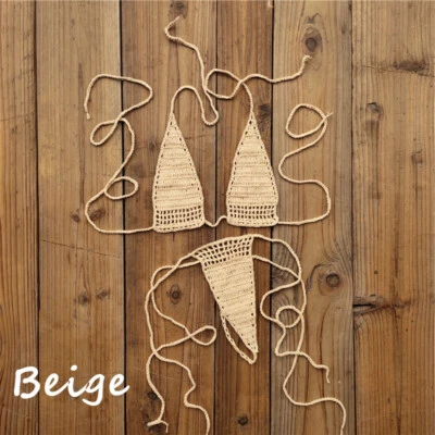 Sexy mini bikini conjunto de algodón para tomar el sol de algodón para mujeres de ganchillo a mano micro para mujeres Foto 1 de 4