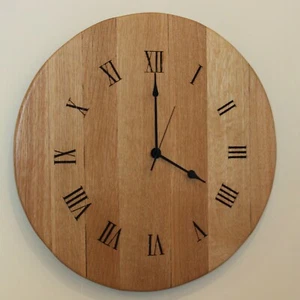Handmade Rustic Oak Barrel Top Clock - Laser Engraved Roman Numerals - Picture 1 of 3