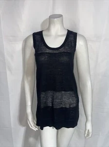 alice + olivia black sleeveless linen sweater scoop neck Size S - Picture 1 of 7