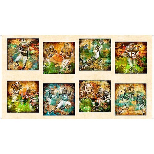 Football Sport Touchdown Players Quarterback Cotton Fabric Gridiron QT ...