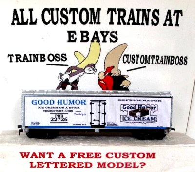 HO SCALE CUSTOM LETTERED GOOD HUMOR ICE CREAM REEFER LOT PG 1  ALSO AVAIL IN O - Image 1 of 4