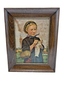 ALBERT ANKER GIRL KNITTING Wooden Framed Pictures Wall Hangings 1875 - Picture 1 of 7