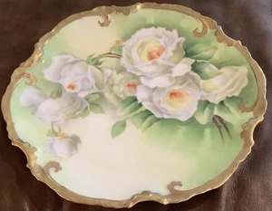 Limoges France Old Abbey Hand Painted Signed 9” Plate Roses Heavy Gold (55ia) - Picture 1 of 5