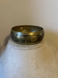 Vintage Brass Made In India Etched Bangle Bracelet - Picture 1 of 5