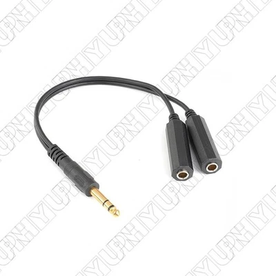 30CM 6.35mm Stereo Plug Male to Dual 1/4" 6.35mm Female Y Splitter Adapter Cable - Image 1 of 4