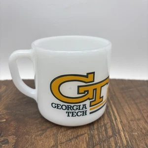 GEORGIA TECH Yellow Jackets Federal Kaffeetasse roter Hummerbecher weiß Milchglas - Bild 1 von 6