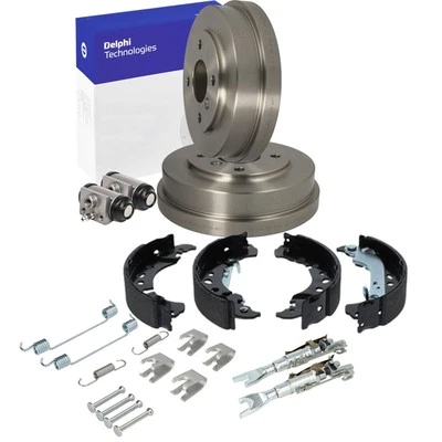 DELPHI Bremstrommel FEBI Bremsbacken Nachsteller Satz Hinten für FORD FIESTA VII - Bild 1 von 4