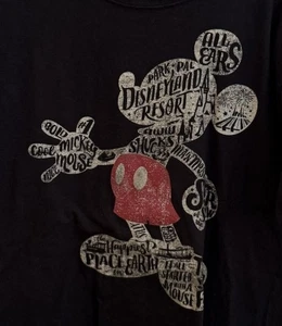 Camiseta Negra Unisex Mickey Mouse Parques Disney Nube de la Palabra Talla M - Imagen 1 de 4
