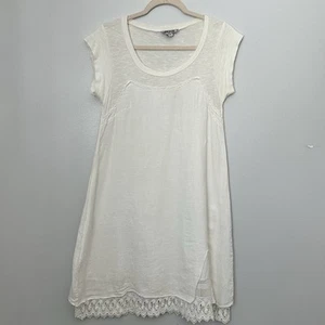 Vestido Camiseta Mujer Luainia Lino Encaje y Algodón Hecho en Italia. Talla XS Blanco - Imagen 1 de 9