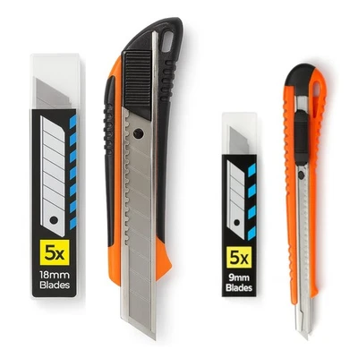 Utility Knife – 18 mm 9 mm - 10 Refill Snap Off Blades Heavy & Fine Cutting - Image 1 of 3