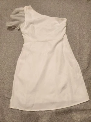 TCEC White One Shoulder Mini Dress Cocktail Women's Medium Bodycon Party Dress - Image 1 of 4