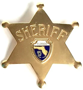 DE COLECCIÓN RECUERDO DE FLORIDA ANTIGUO ESTILO SALVAJE OESTE SHERIFF DISFRAZ PINBACK - Imagen 1 de 4