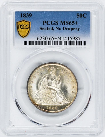 1839 LIBERTY SEATED 50C PCGS MS 65+ Cover