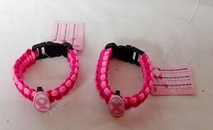 Breast Cancer Awareness Parachute Bracelets Light and Dark Pink 2ea 6Q - Picture 1 of 4