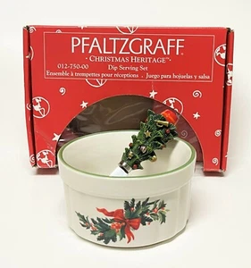 1998 PFALTZGRAFF Christmas Heritage DIP SERVIERSET Stechpalme Schale & Baumstreuer - Bild 1 von 10