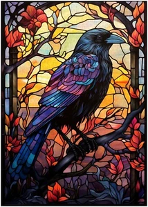 Rompecabezas de cuervo de vitral 300/500/1000 piezas - Imagen 1 de 4