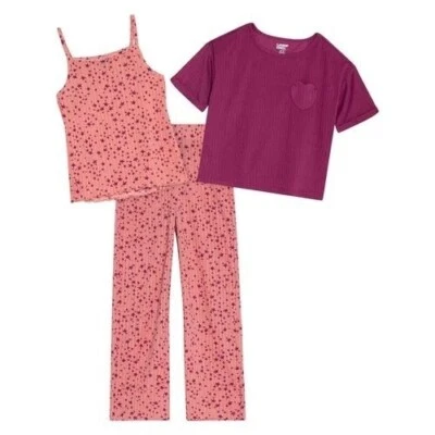 Lands End Pajama Set 3-Piece Sleepwear Star Print Top & Pants Girls - Image 1 of 4