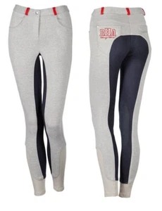 Damen Baumwoll Reithose Brixham mit Kontrastfarben und Kniebesatz Größe 38-40 - Picture 1 of 2