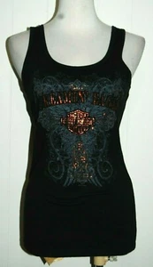 Wms Harley Davidson Motorcycles Black Screamin' Eagle Tank Top T- Shirt Large - Picture 1 of 3