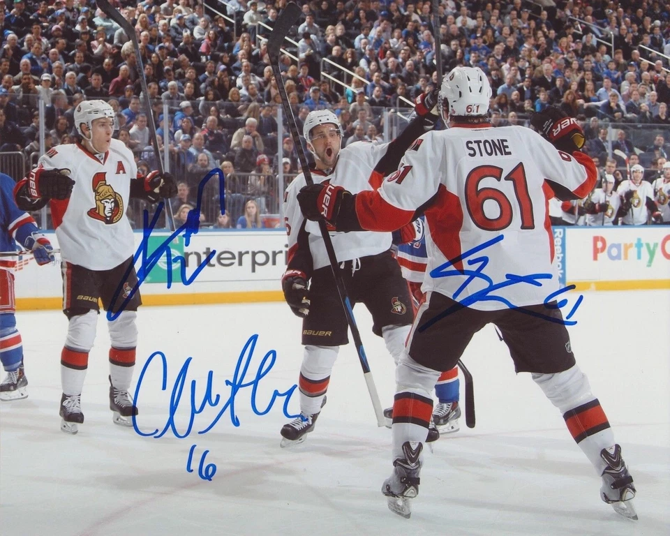 KYLE TURRIS MARK STONE & CLARKE MACARTHUR SIGNED OTTAWA SENATORS 8X10 PHOTO - Image 1 of 4