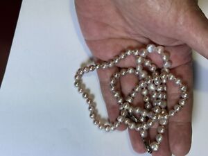 New ListingVintage Estate Real Pink Pearl Necklace & Bracelet Sterling Silver 925 Jcm