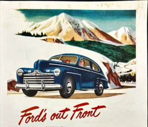 1946 Ford 100 H.P. V-8 Engine Snow Covered Mountain View Vintage Print Ad - Picture 1 of 8