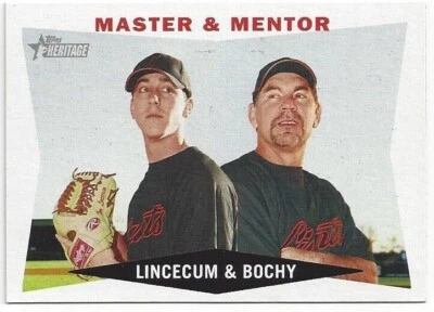 2009 Topps Heritage #7 Bruce Bochy SF Giants Master & Mentor Tim Lincecum - Image 1 of 2