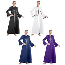Women Church Clergy Robe Preachers Flared Sleeves Dress Priest Costume Cosplay