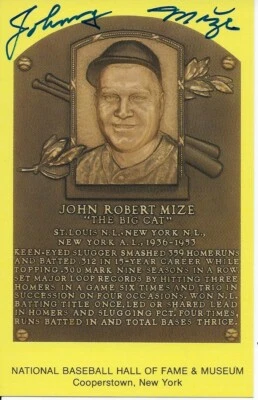 Johnny Mize Auto Gold HOF Plaque  - Image 1 of 2