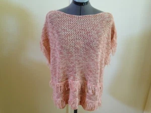 White House Black Market NEU pfirsichfarben offener Strickpullover doppelte Fransen M neu mit Etikett $ 88 - Bild 1 von 6