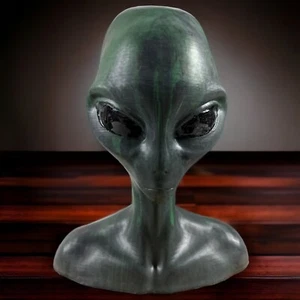 Alien Head Replica Bust, UFO Pilot, Hand Painted, Abductee Rendered, 10 Inch - Picture 1 of 5