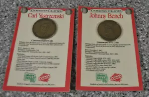 1989 Kahns Cooperstown Collection Johnny Bench & Carl Yastrzemski COINS Sealed - Picture 1 of 4