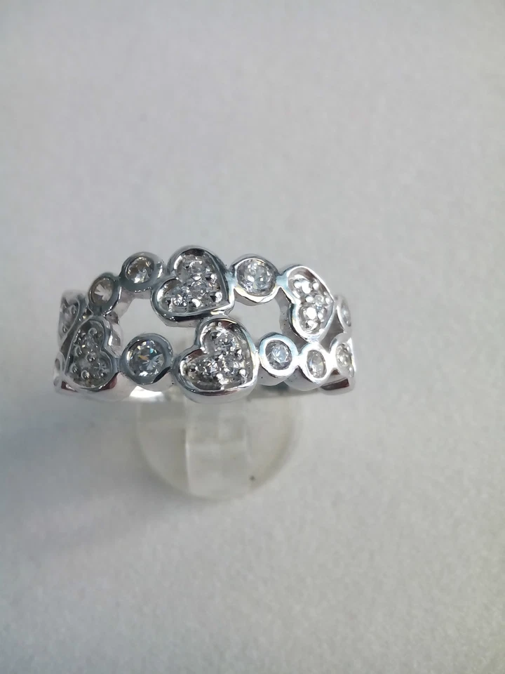 Anello donna Cuore argento 925 ,zirconi bianchi Mis 16 idea regalo San Valentino - Immagine 1 di 1