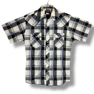 Vintage Wrangler Pearl Snap Shirt 16 Men X Long Tails Cowboy Cut Reg Fit Plaid - Picture 1 of 9