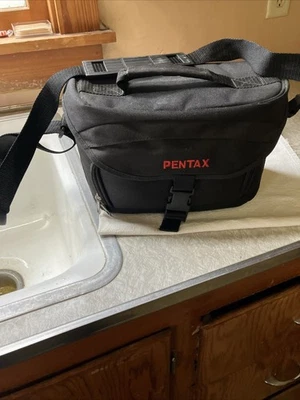 Estuche de nailon para cámara Pentax negro correas ajustables 3 compartimentos con cremallera lona Foto 1 de 4