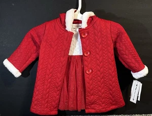 Sweet Heart Rose Kleinkind Mädchen rot/weiß 2-teiliges Festtagskleid mit Kapuze Cardigan neu - Bild 1 von 18