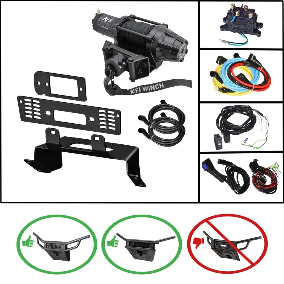 Kit de cabrestante ancho de asalto KFI AS-50WX 5000 lb para la mayoría de la tripulación Polaris Ranger 570-900 Foto 1 de 4