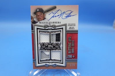 2020 Topps Sterling Miguel Cabrera One Card Auto Quad Game Used Patch Relic 1/5 - Image 1 of 2