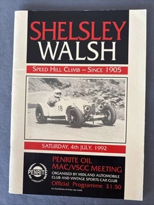 Race Programme 4 July  1992  Shelsley Walsh  Vintage Sports Car Club VSCC A5 - Picture 1 of 1