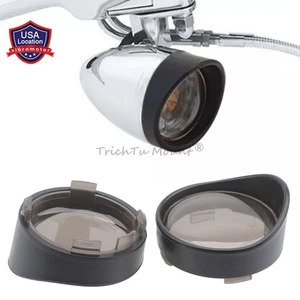 Turn Signal Light Smoke Lens Cover Bezels For Harley Dyna Softail Touring Visor - Picture 1 of 16
