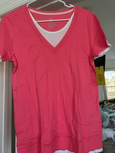 Camiseta Made For Life Mujer Cuello en V Rosa Con Acentos Blancos L - Imagen 1 de 7