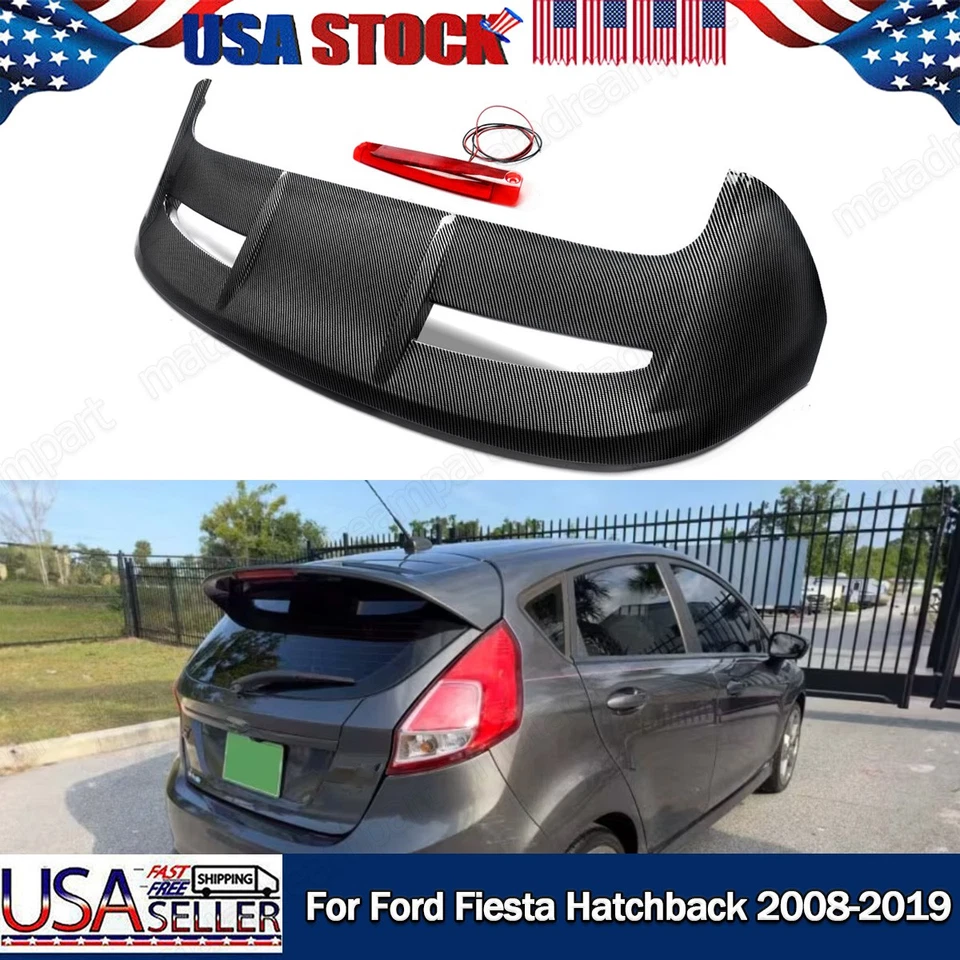 For 2008-2019 Ford Fiesta Hatchback ST Style Rear Roof Spoiler Wing Carbon Fiber Foto 1 de 4