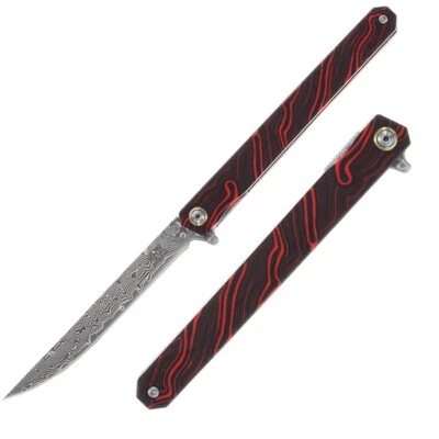 Cuchillo Plegable Rough Ryder Linerlock 3.5" VG-10 Hoja de Acero Damasco Mango G10 Foto 1 de 3