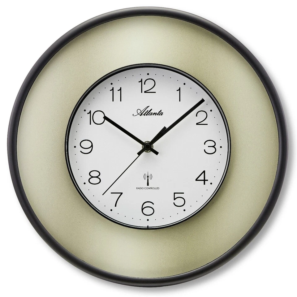 Moderne Funk Wanduhr Gold Rund Zahlen Mineralglas - ATLANTA 4540/9 - Bild 1 von 1