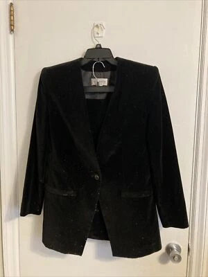 Traje de mujer Liz Claiborne Collection talla 10 2 piezas negro brillo pana #389 Foto 1 de 4