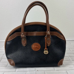 Dooney and Bourke Purse Leather Handbag Black and Cognac Vintage USA - Picture 1 of 10