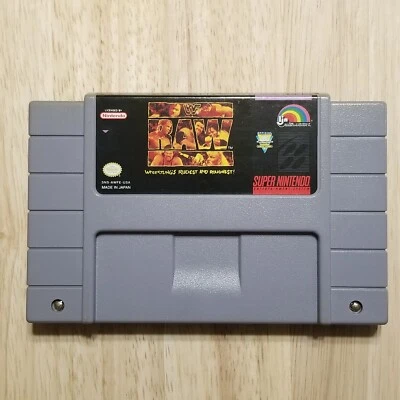 WWF Raw WWE SNES Cartridge Authentic and works. - Image 1 of 3