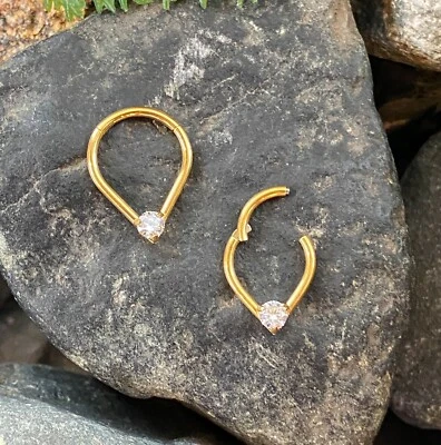 1pc Tear Drop Hinged Segment Ring 16g Teardrop Septum Clicker Surgical Steel - Image 1 of 3