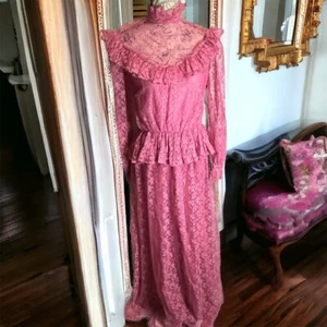 Vestido de encaje Creations By Aria vintage años 70 nuevo con etiquetas - Imagen 1 de 11